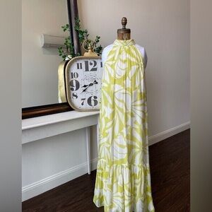 Cynthia Steffe medium lime-Yellow and white maxi Dress